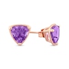 Thumbnail Image 1 of 7.0mm Trillion-Cut Amethyst Outline Frame Stud Earrings in 14K Rose Gold