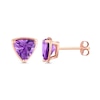 Thumbnail Image 3 of 7.0mm Trillion-Cut Amethyst Outline Frame Stud Earrings in 14K Rose Gold