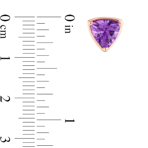 7.0mm Trillion-Cut Amethyst Outline Frame Stud Earrings in 14K Rose Gold