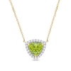 Trillion-Cut Peridot and White Topaz Frame Necklace in 10K Gold