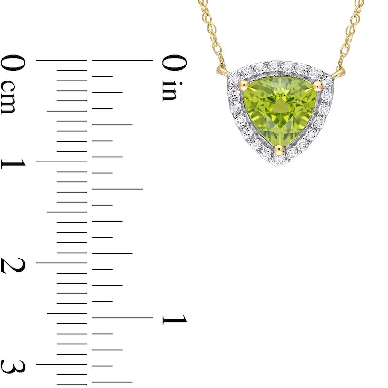 Trillion-Cut Peridot and White Topaz Frame Necklace in 10K Gold