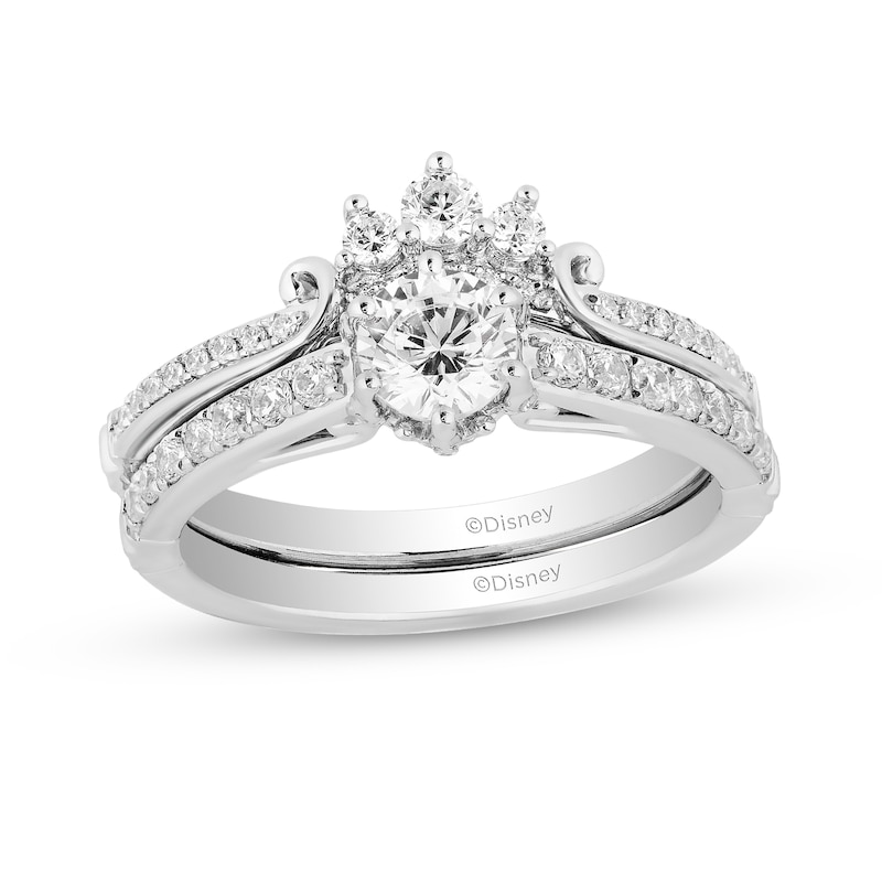 Enchanted Disney Majestic Princess 0.95 CT. T.W. Diamond Crown Contour Bridal Set in 14K White Gold|Peoples Jewellers