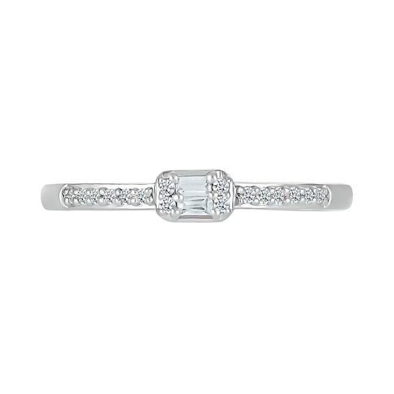 0.10 CT. T.W. Sideways Emerald-Shaped Multi-Diamond Promise Ring in 10K White Gold