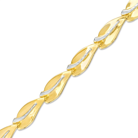 Diamond-Cut Curve Link Bracelet in 10K Two-Tone Gold – 7.25"