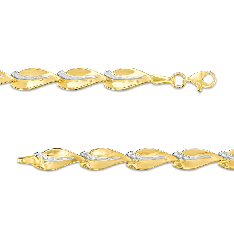 Diamond-Cut Curve Link Bracelet in 10K Two-Tone Gold – 7.25"|Peoples Jewellers