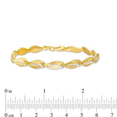 Diamond-Cut Curve Link Bracelet in 10K Two-Tone Gold – 7.25"