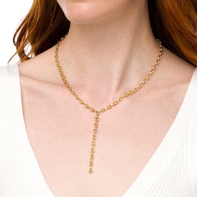 Italian Gold 4.7mm Mariner Chain Link "Y" Necklace in 14K Gold