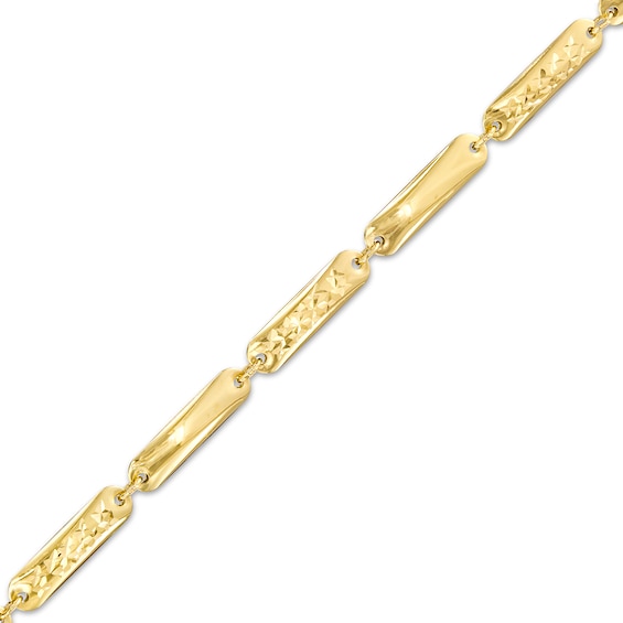 Diamond-Cut Bar Link Bracelet in 10K Gold – 7.5"