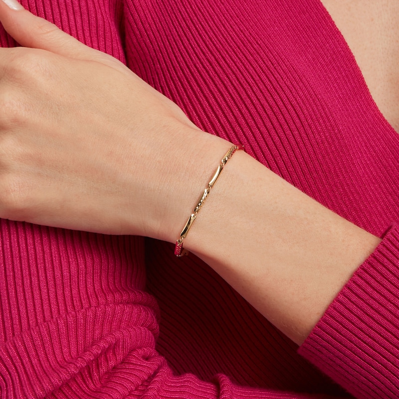 Diamond-Cut Bar Link Bracelet in 10K Gold – 7.5"|Peoples Jewellers