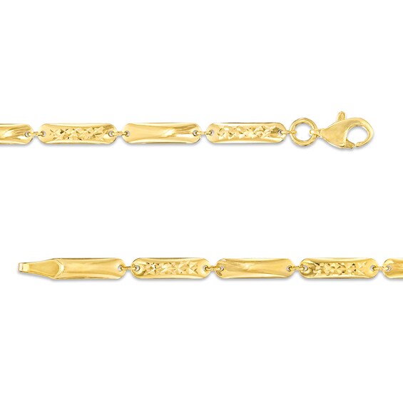 Diamond-Cut Bar Link Bracelet in 10K Gold – 7.5"