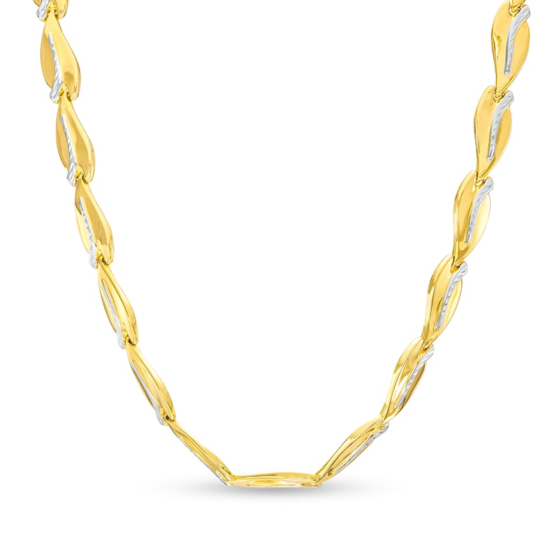 Diamond-Cut Curve Link Necklace in 10K Two-Tone Gold – 17.25"