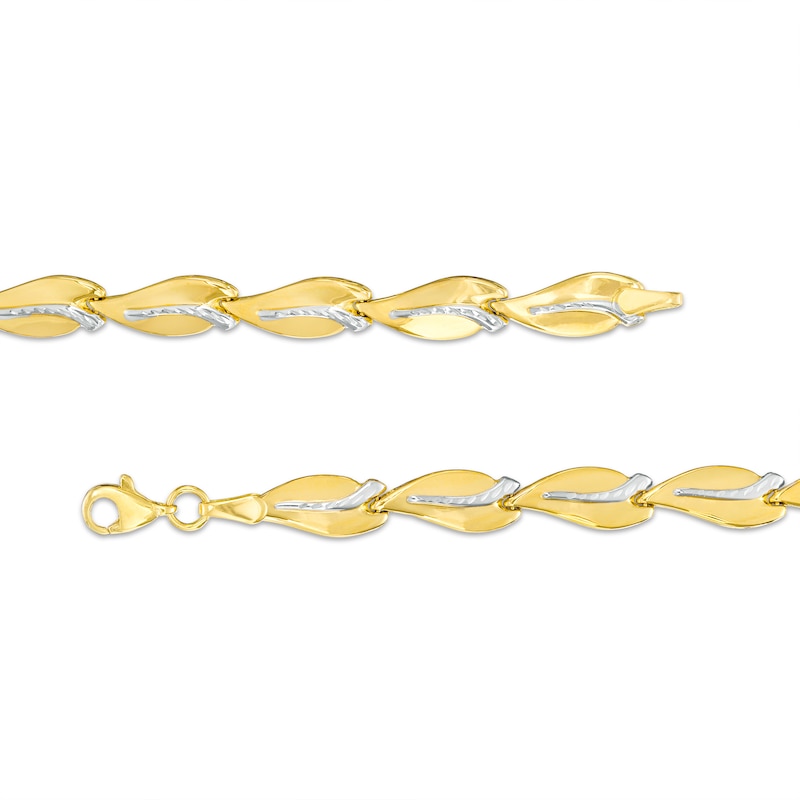 Diamond-Cut Curve Link Necklace in 10K Two-Tone Gold – 17.25"
