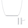 Thumbnail Image 0 of 0.17 CT. T.W. Diamond Bar Necklace and Stud Earrings Set in Sterling Silver - 17"