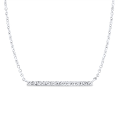 0.17 CT. T.W. Diamond Bar Necklace and Stud Earrings Set in Sterling Silver - 17"