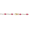 Oval Ruby and 0.16 CT. T.W. Diamond Wave Link Alternating Line Bracelet in 14K Gold - 7.25"