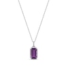 Elongated Emerald-Cut Amethyst and White Topaz Frame Pendant in Sterling Silver