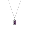 Thumbnail Image 1 of Elongated Emerald-Cut Amethyst and White Topaz Frame Pendant in Sterling Silver