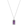 Thumbnail Image 2 of Elongated Emerald-Cut Amethyst and White Topaz Frame Pendant in Sterling Silver