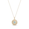 Thumbnail Image 1 of Men's 6.0mm Swiss Blue Topaz Scallop Edge Compass Pendant in 10K Gold – 22&quot;