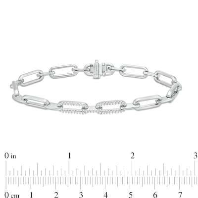 The Kindred Links from Vera Wang Love Collection 0.23 CT. T.W. Diamond Paper Clip Link Bracelet in Sterling Silver