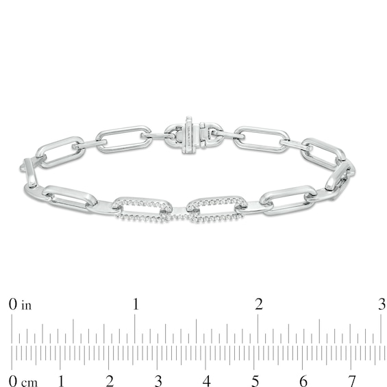 The Kindred Links from Vera Wang Love Collection 0.23 CT. T.W. Diamond Paper Clip Link Bracelet in Sterling Silver