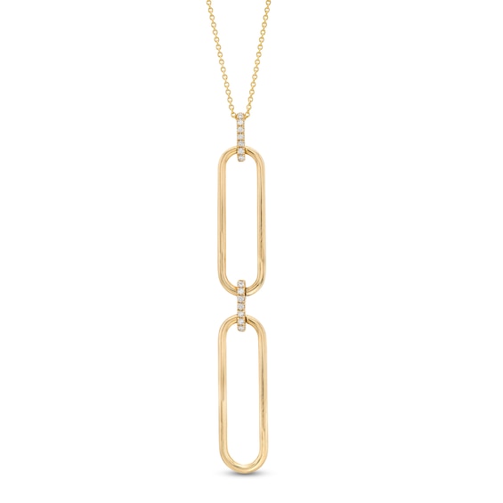 The Kindred Links from Vera Wang Love Collection 0.115 CT. T.W. Diamond Paper Clip Link Drop Pendant in 10K Gold – 19"