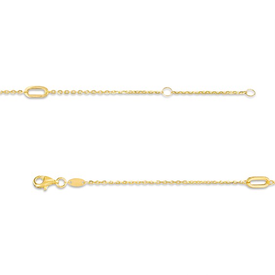 Sideways Ovals Station Anklet in 10K Gold - 10"