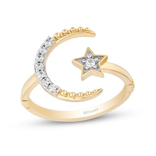 Enchanted Disney Jasmine 0.115 CT. T.W. Diamond Star and Moon Ring in 10K Gold