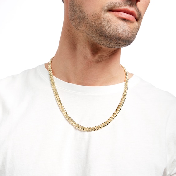 7.4mm Cuban Curb Chain Necklace in Hollow 10K Gold - 22"