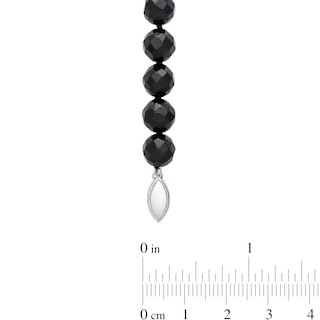 Faceted Onyx Bead Strand Necklace, Bracelet and Stud Earrings Set in Sterling Silver