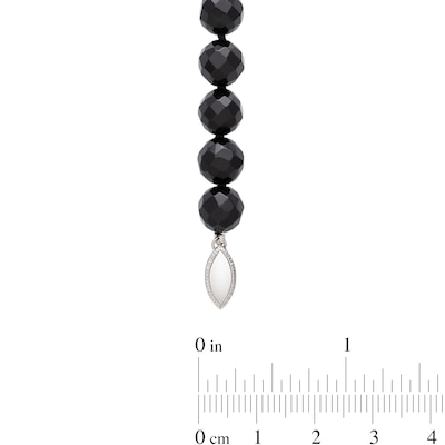 Faceted Onyx Bead Strand Necklace, Bracelet and Stud Earrings Set in Sterling Silver