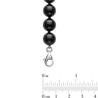 Faceted Onyx Bead Strand Necklace and Stud Earrings Set in Sterling Silver