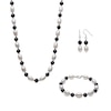 Thumbnail Image 0 of Alternating Onyx and Freshwater Cultured Pearl Strand Necklace, Bracelet and Drop Earrings Set in Sterling Silver