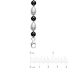 Alternating Onyx and Freshwater Cultured Pearl Strand Necklace, Bracelet and Drop Earrings Set in Sterling Silver