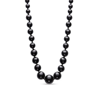 Onyx Graduating Strand Necklace with Sterling Silver Clasp