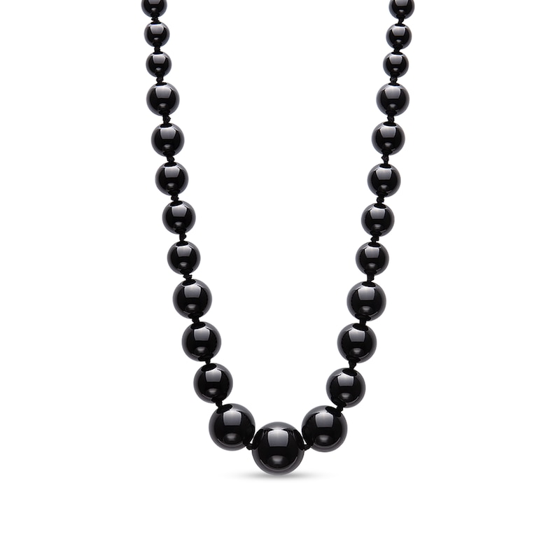 Onyx Graduating Strand Necklace with Sterling Silver Clasp|Peoples Jewellers