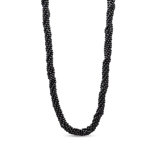 Onyx Bead Multi-Strand Necklace with Sterling Silver Clasp - 20"