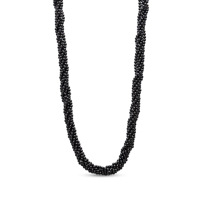 Onyx Bead Multi-Strand Necklace with Sterling Silver Clasp - 20"