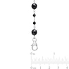 Alternating Onyx Bead Station Necklace in Sterling Silver - 36"