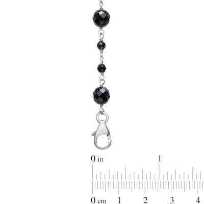 Alternating Onyx Bead Station Necklace in Sterling Silver - 36"