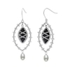 Marquise Onyx and Freshwater Cultured Pearl Wire Drop Earrings in Sterling Silver