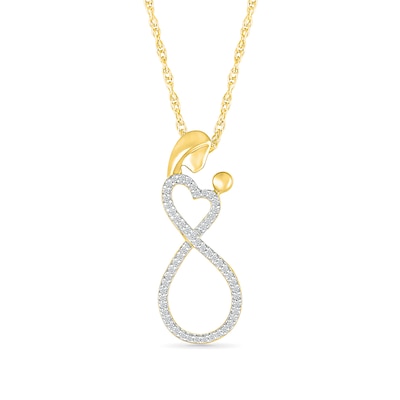 0.148 CT. T.W. Diamond Heart-Top Infinity Loop Motherly Love Pendant in Sterling Silver with 14K Gold Plate