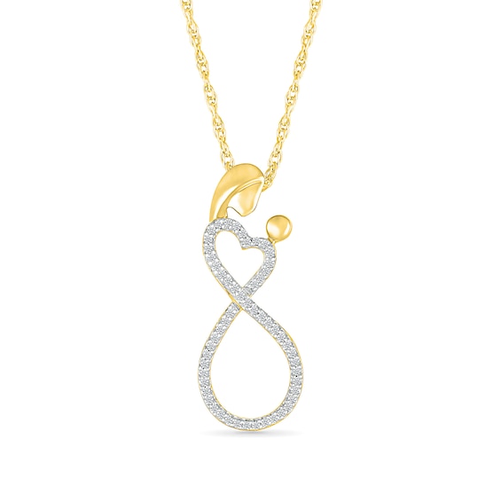 0.148 CT. T.W. Diamond Heart-Top Infinity Loop Motherly Love Pendant in Sterling Silver with 14K Gold Plate