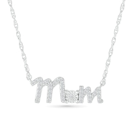 0.146 CT. T.W. Diamond &quot;Mom&quot; Necklace in Sterling Silver