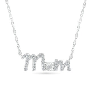 0.146 CT. T.W. Diamond "Mom" Necklace in Sterling Silver