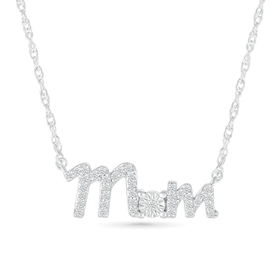 0.146 CT. T.W. Diamond "Mom" Necklace in Sterling Silver