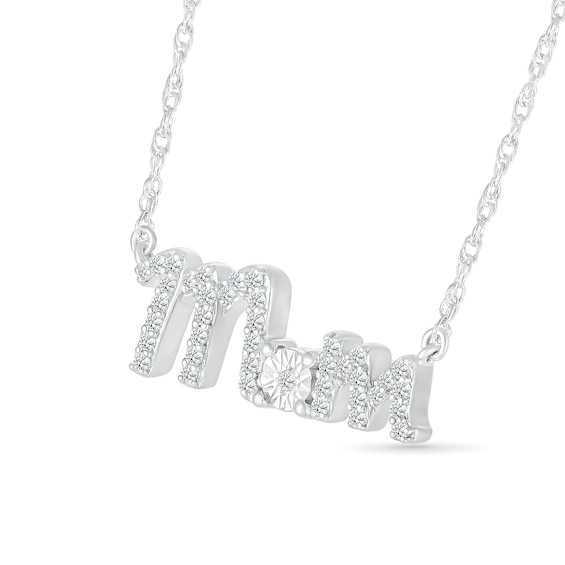 0.146 CT. T.W. Diamond "Mom" Necklace in Sterling Silver