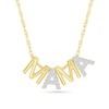 0.085 CT. T.W. Diamond and Polished Alternating "MAMA" Block Letter Pendant in Sterling Silver with 14K Gold Plate