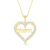 0.18 CT. T.W. Diamond Ribbon Heart Outline with Cursive "mom" Pendant in Sterling Silver with 14K Gold Plate