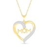 Thumbnail Image 0 of 0.23 CT. T.W. Diamond Double Row Ribbon Heart Outline with "MOM" Pendant in Sterling Silver with 14K Gold Plate